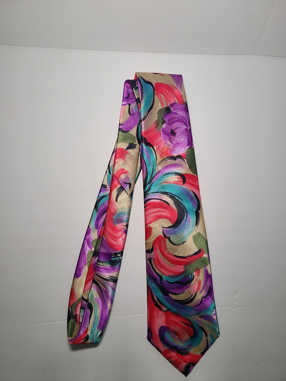 Vintage 1990s JCPenney Towncraft Mens Necktie Floral Abstraxt